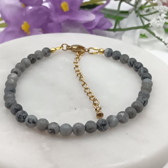 Minimalist Bracelet with Natural Jasper - Picture 5 of 13